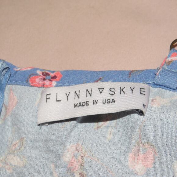 Flynn Skye Blue Falling Flora Floral Print Mimi Ruffle Trim Romper - Picture 10 of 11